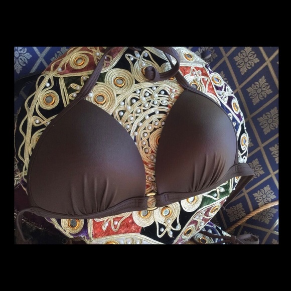 VENUS ENHANCER Bikini-TOP SZ C, String BOTTOM SZ 4 Brown - Picture 3 of 8
